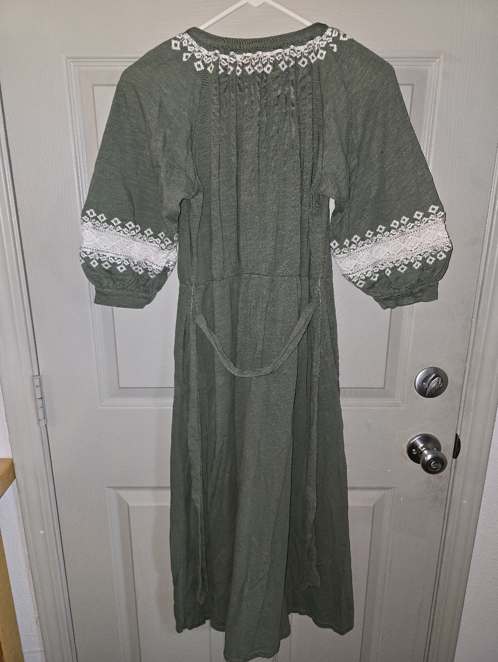 Boden Olive Green Embroidered Midi Wrap Dress - Picture 4 of 8